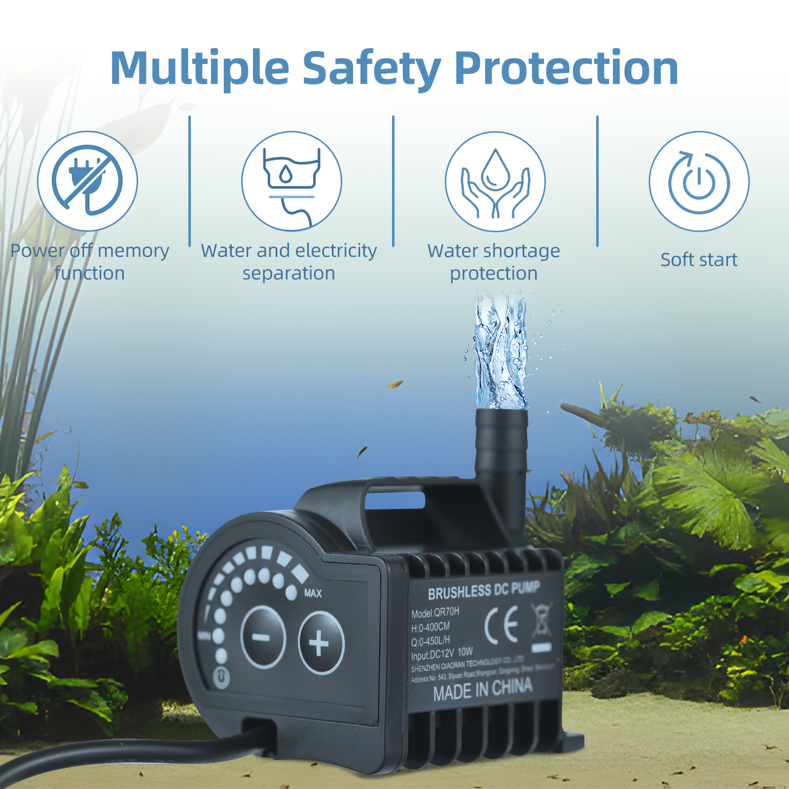 Aquarium Fish Real - Submersible 12V Water Pump 8 Levels